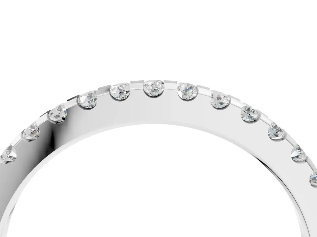 Round Diamond Half Eternity Band with Pavé Setting and Shared Prong White gold