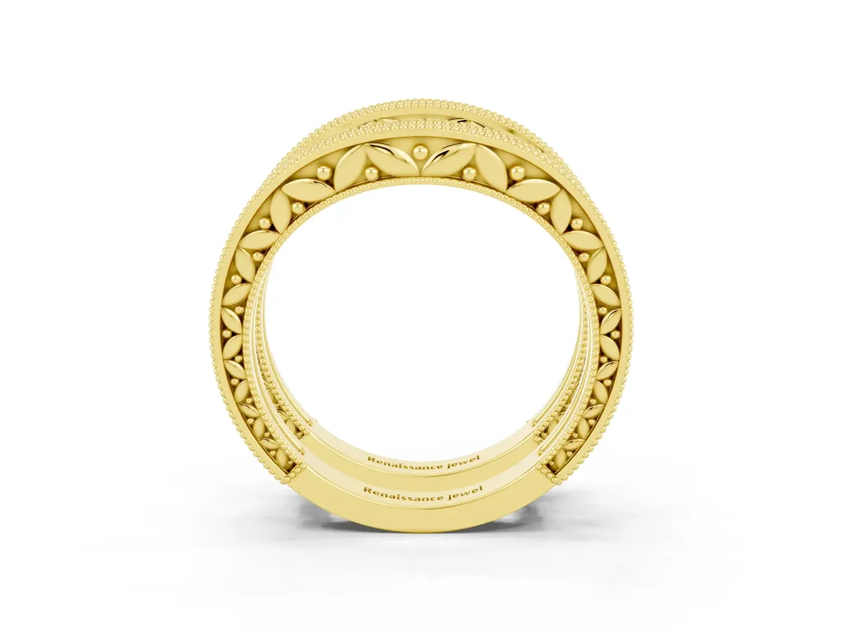 Round Tanzanite Milgrain Eternity Band with Channel Setting Yellow gold