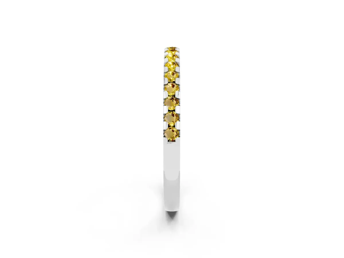 Round Yellow Sapphire Pavé Set Eternity Band with Micro Prong Setting Platinum