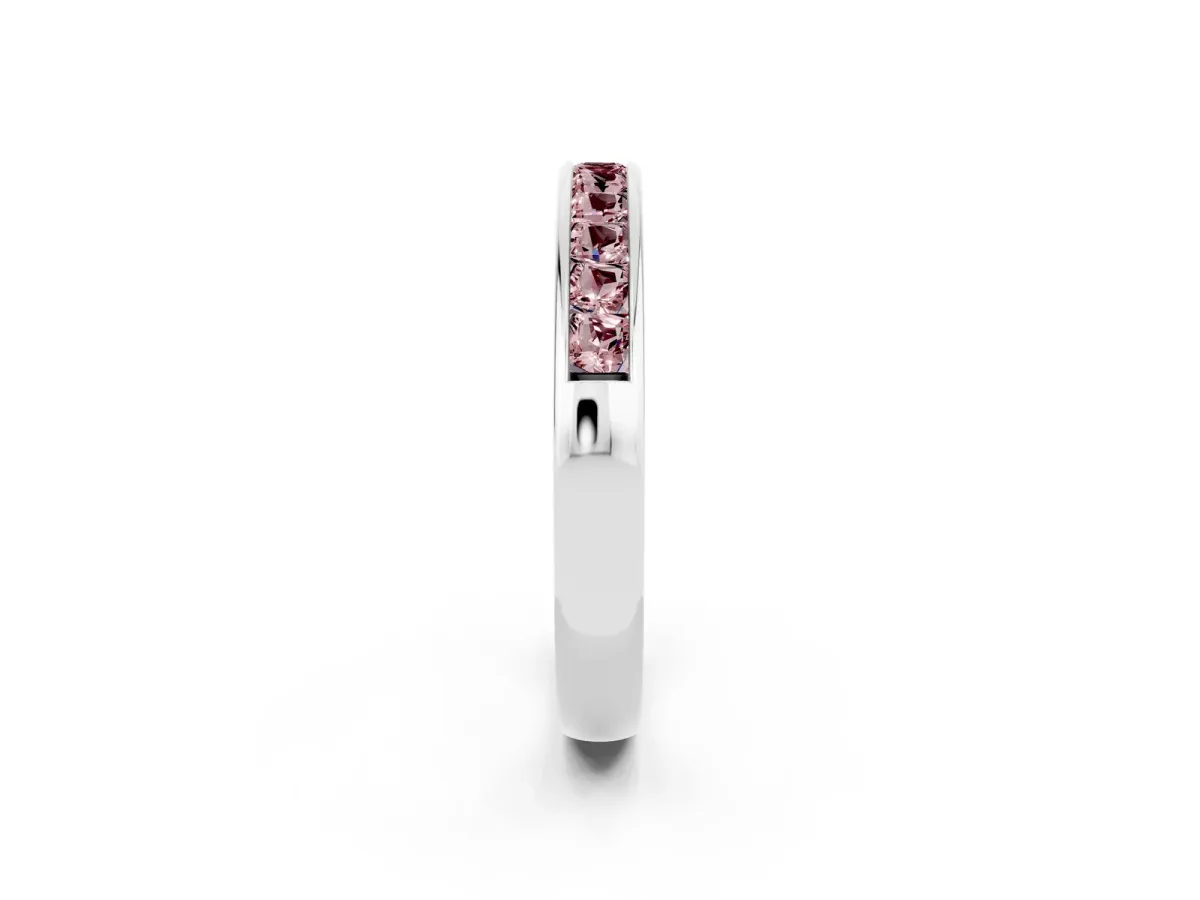 Channel Set Princess Cut Morganite Eternity Band Silver