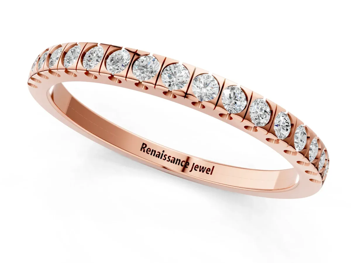 Round Cut Diamond Pavé Set Eternity Band Rose gold