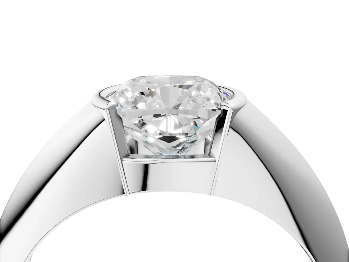 Cushion Cut Solitaire Tension Set Diamond Ring Platinum