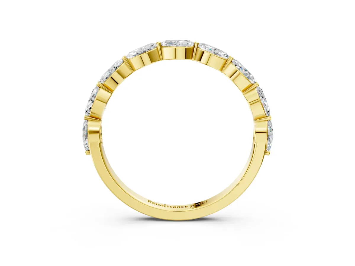 Marquise Diamond Half Eternity Band with Prong Setting Yellow gold