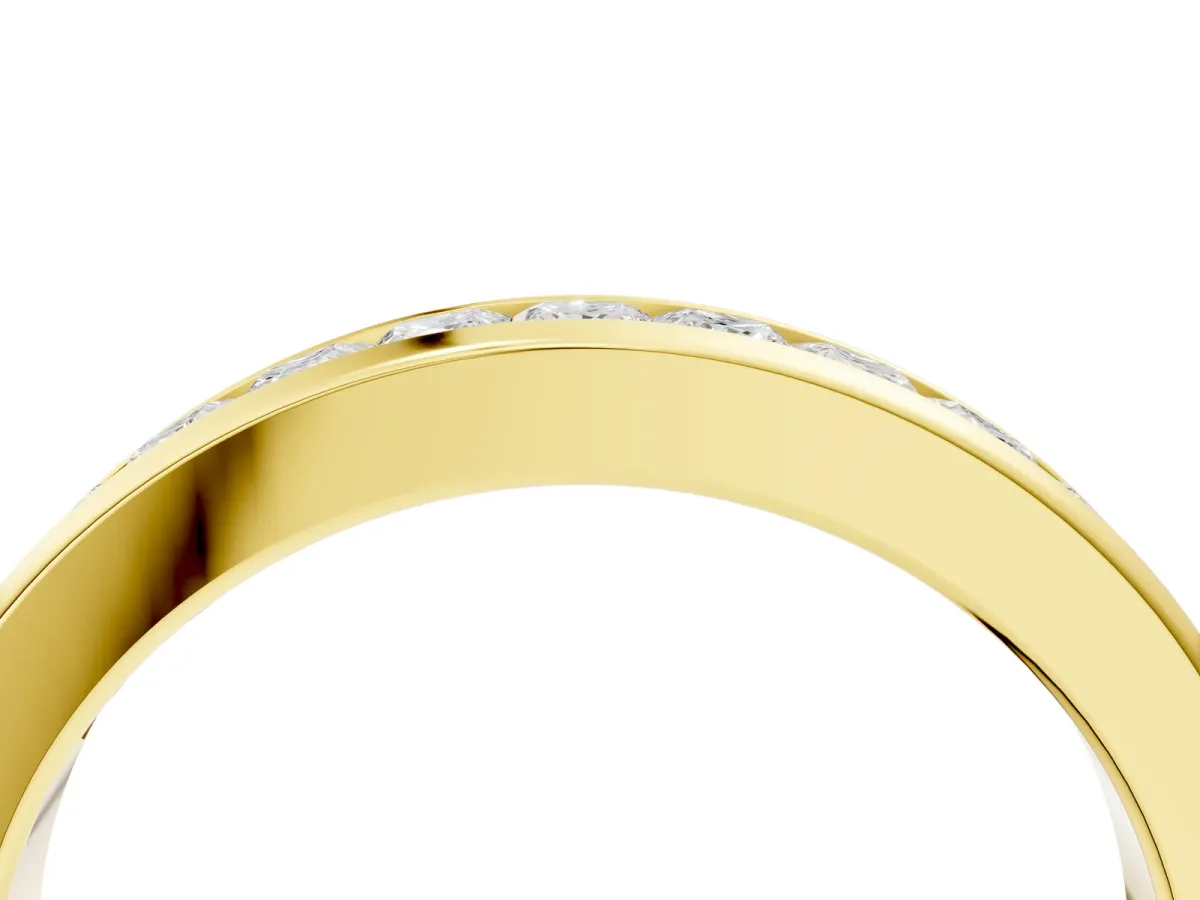 Channel Set Princess Cut Diamond Eternity Band Yellow gold