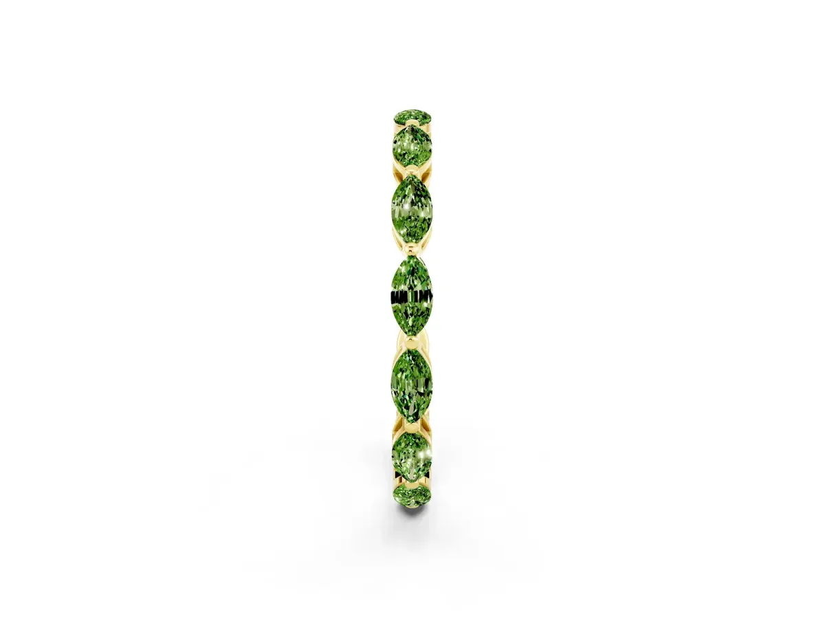 Marquise Peridot Eternity Band with U-Prong Setting Yellow gold