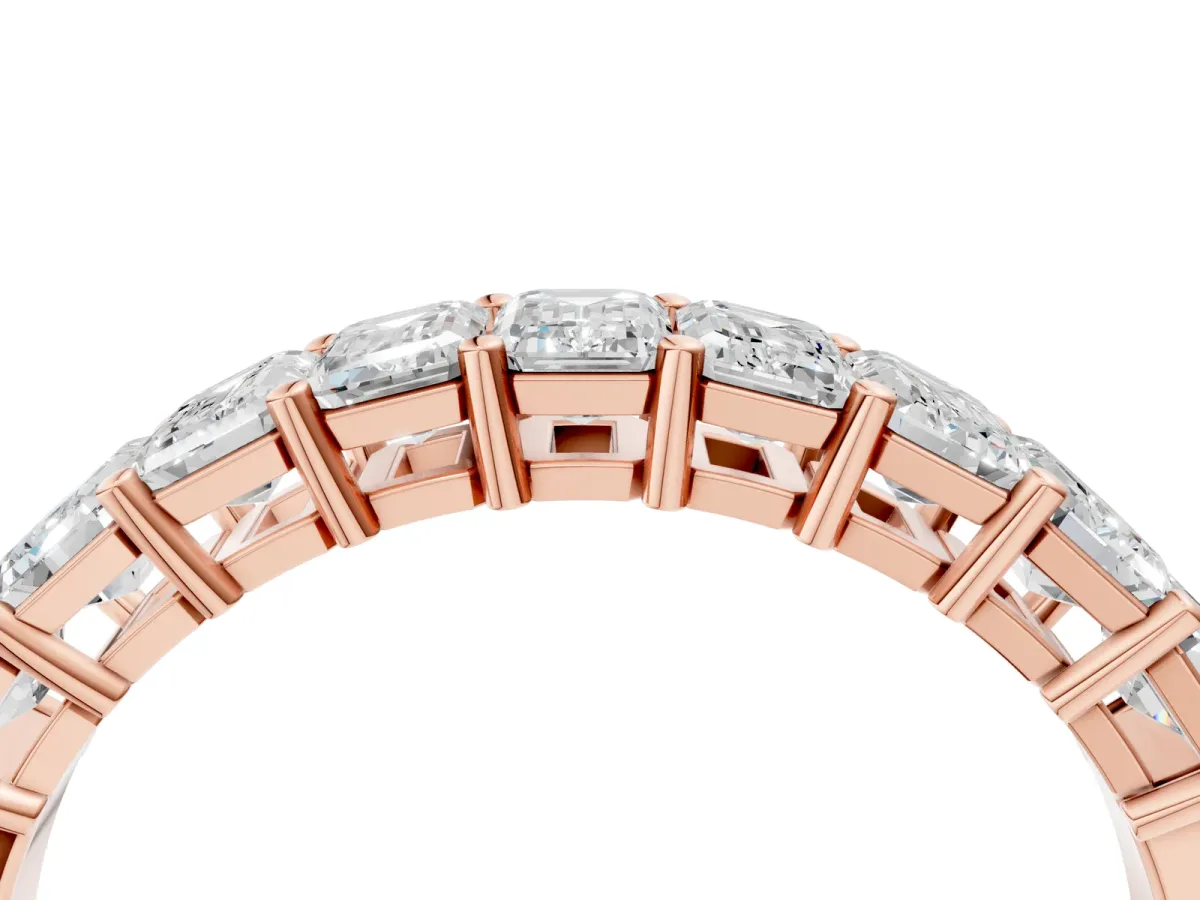 Emerald Cut Diamond Prong-Set Eternity Band Rose gold
