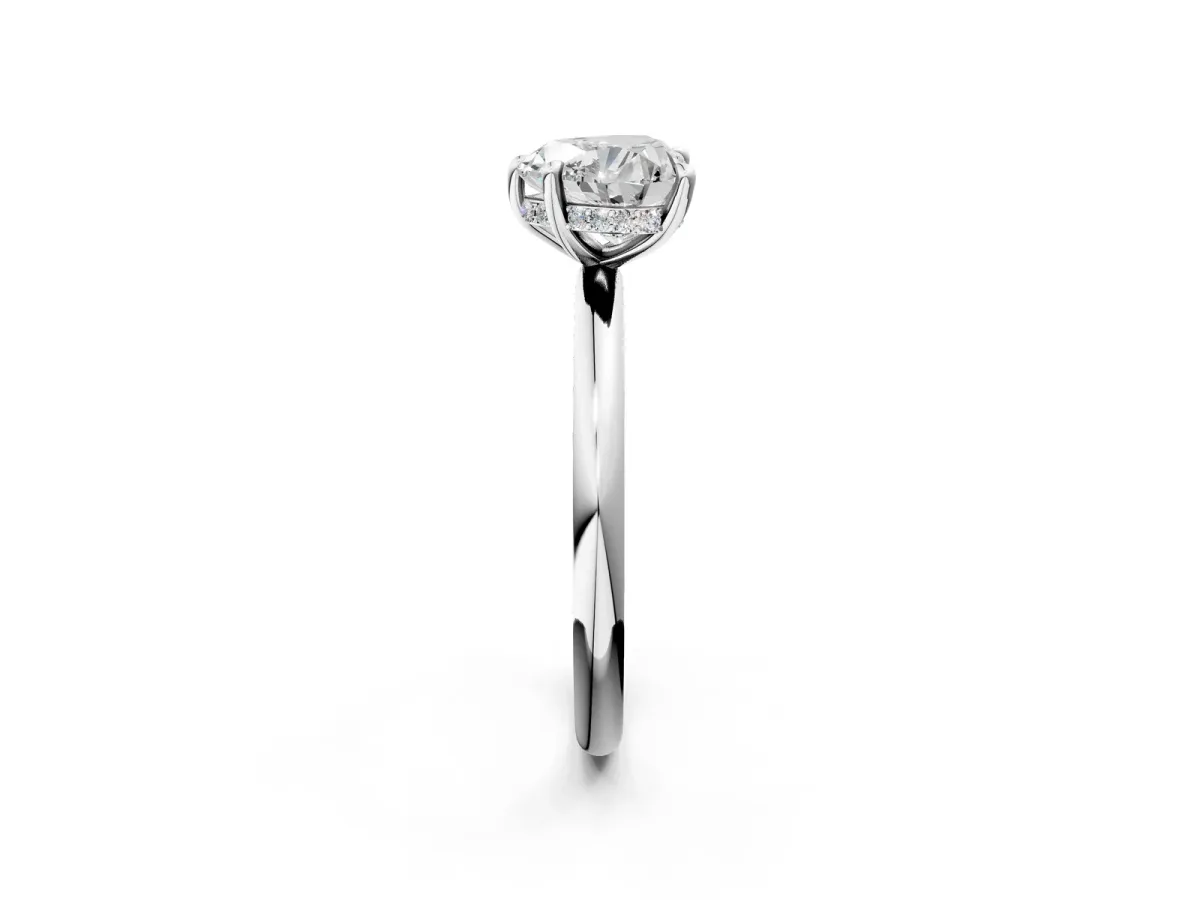 Heart Cut Diamond Solitaire Ring with Thin Band and Four-Prong Setting White gold