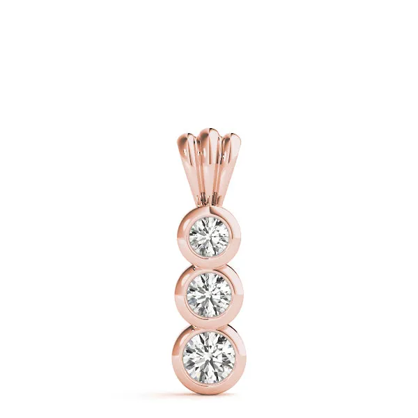 Bezel Set Round Diamond Three-Stone Pendant Rose gold