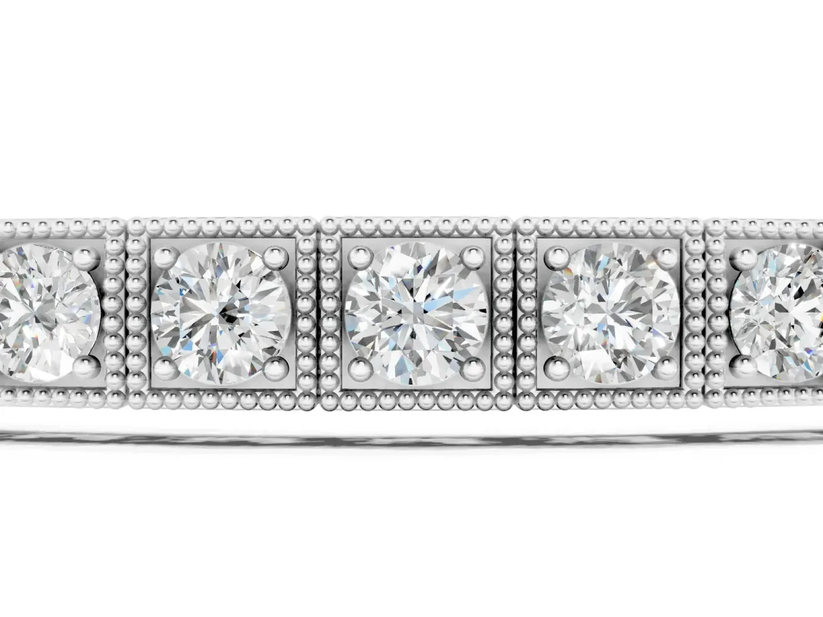 Square Bezel-Set Round Diamond Tennis Bracelet with Box Clasp Silver