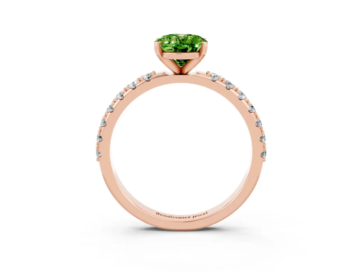 Oval Cut Peridot Solitaire Pavé Band with Four-Prong Setting Rose gold