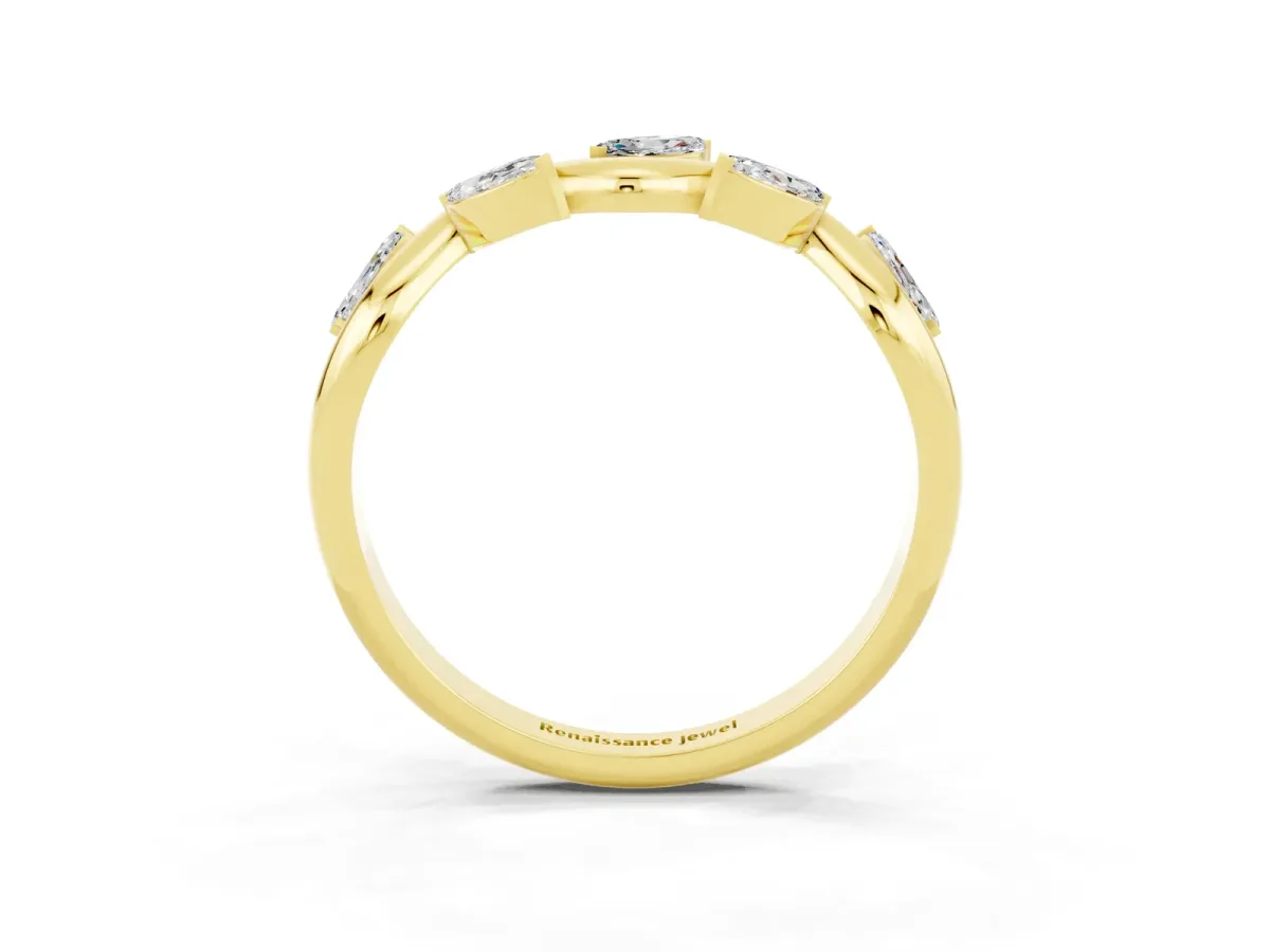Marquise Moissanite Twisted Band with Prong Setting Yellow gold