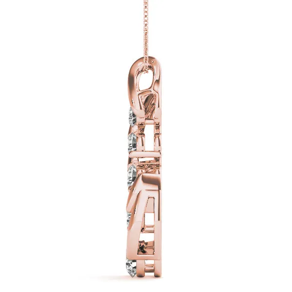 Round Brilliant Diamond Prong Set Pendant Rose gold