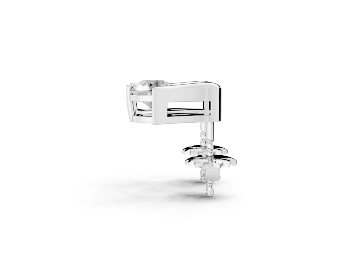 Round Diamond Inverted V Stud Earrings Platinum