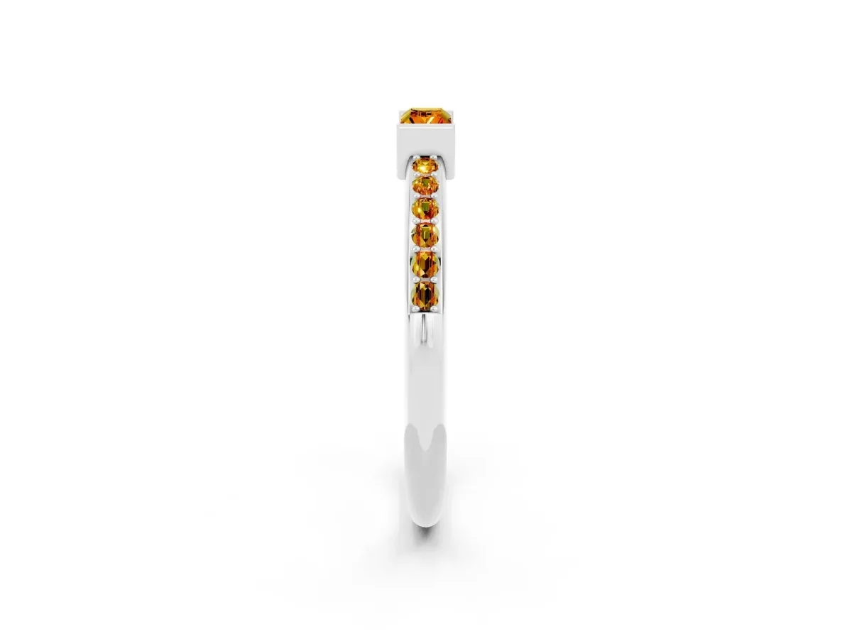 Baguette Citrine Pavé Band with Bar Setting Platinum