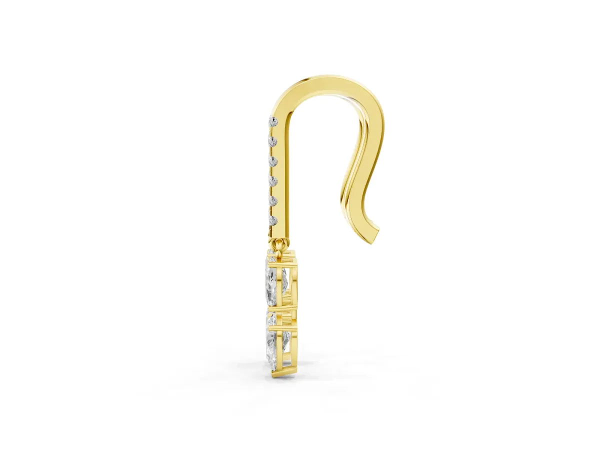 Cushion Cut Diamond Multi-Shape Drop Earrings Yellow gold