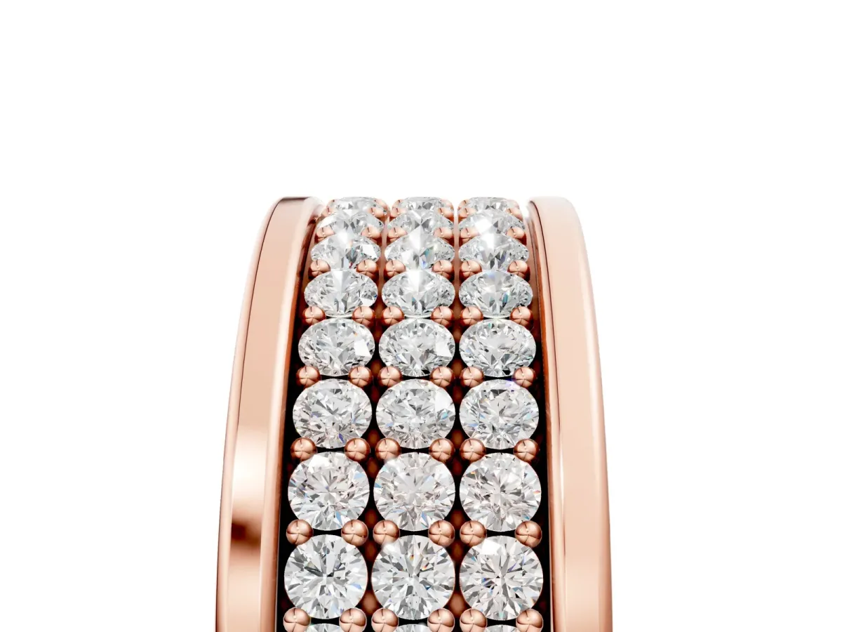 Round Diamond Multi-Row Pavé Mens Band Rose gold