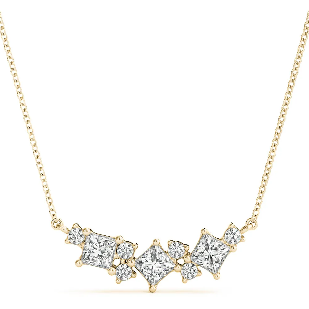 Princess Cut V-Shape Diamond Pendant with Four-Prong Setting Yellow gold