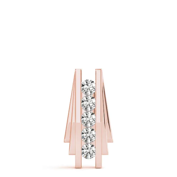 Channel Set Round Diamond Bar Pendant Rose gold