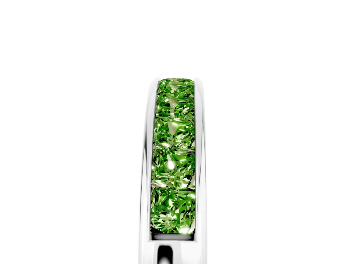 Channel Set Princess Cut Peridot Eternity Band White gold