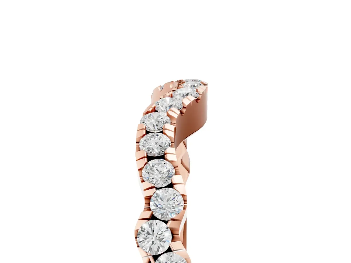 Curved Pavé Round Diamond Eternity Band with U-Prong Setting Rose gold