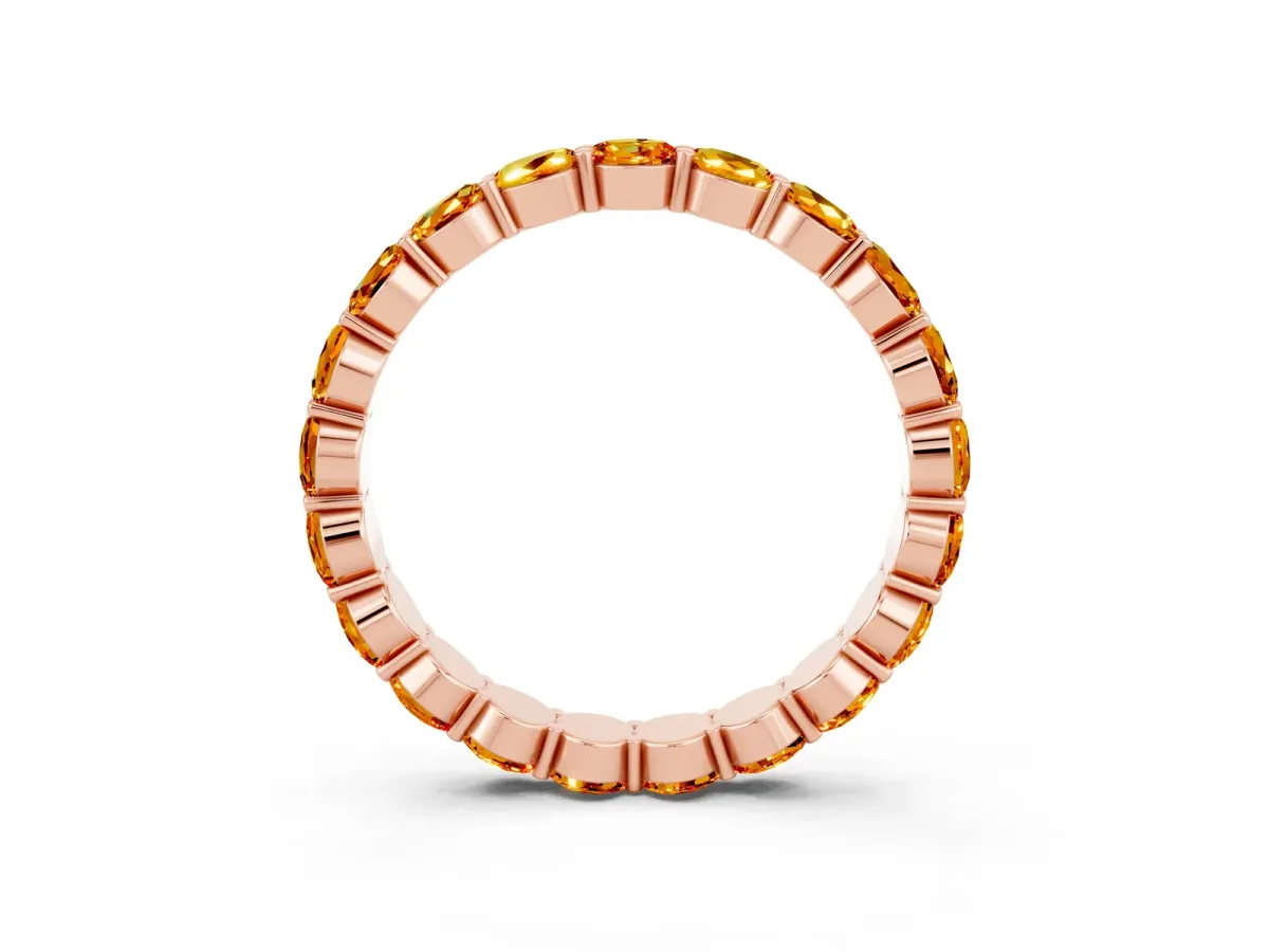 Round Citrine Eternity Band with U-Prong Setting Rose gold