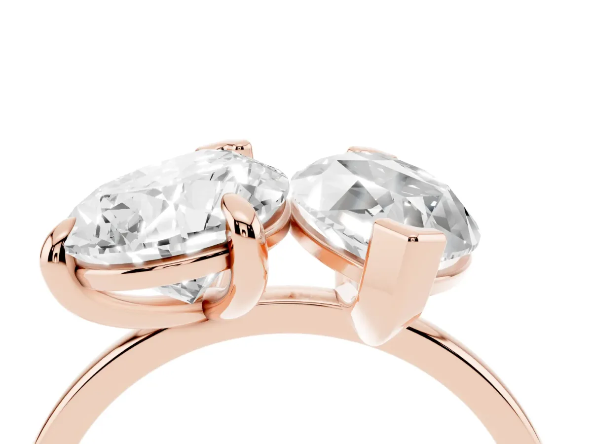 Pear and Marquise Toi Moi Ring with Prong Setting and Plain Band Rose gold