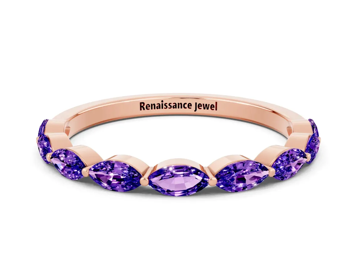 Marquise Tanzanite Half Eternity Band with Prong Setting Rose gold