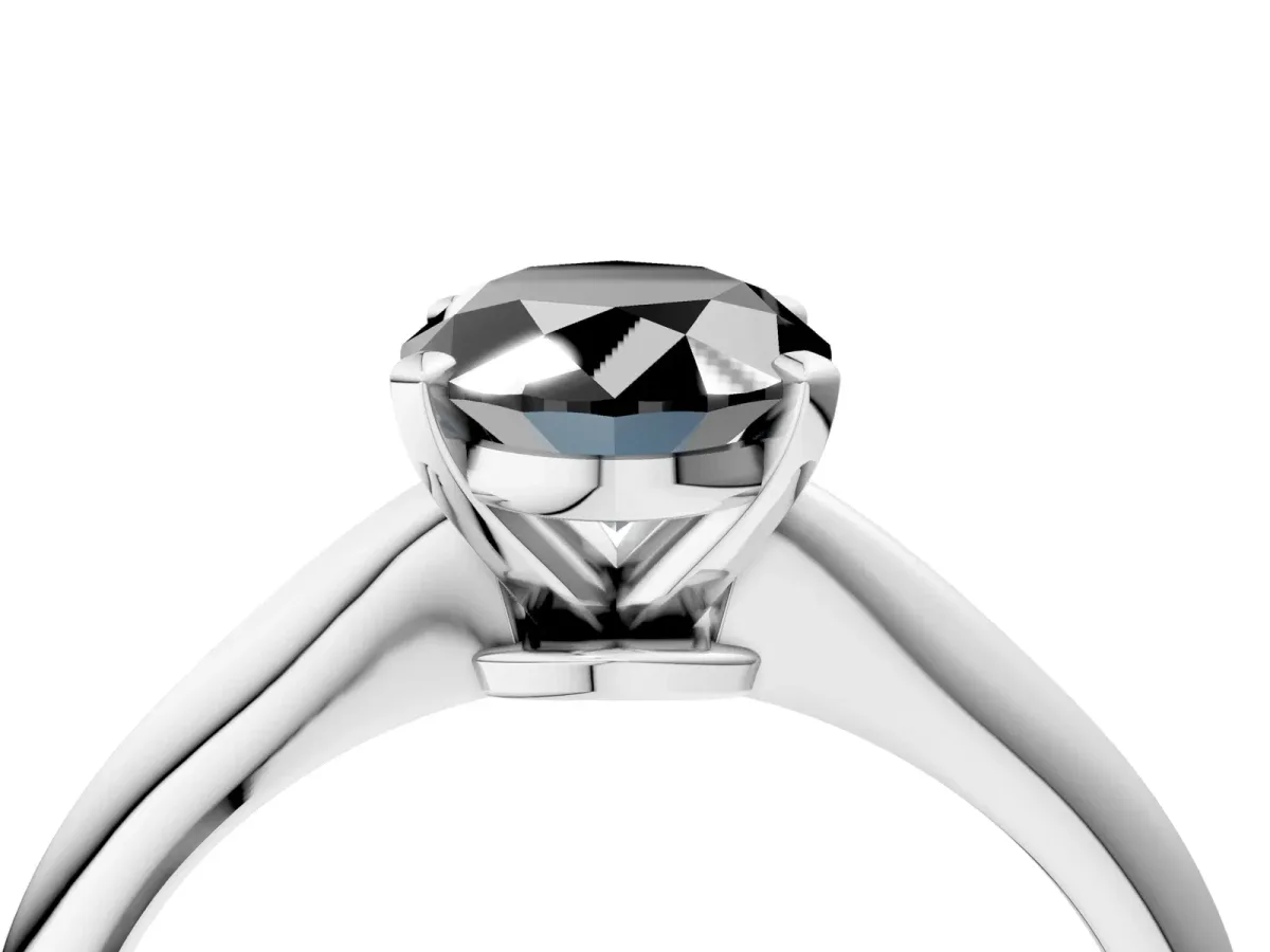 Fancy Black Oval Cut Diamond Solitaire Engagement Ring with Classic Band and Four-Prong Setting Silver