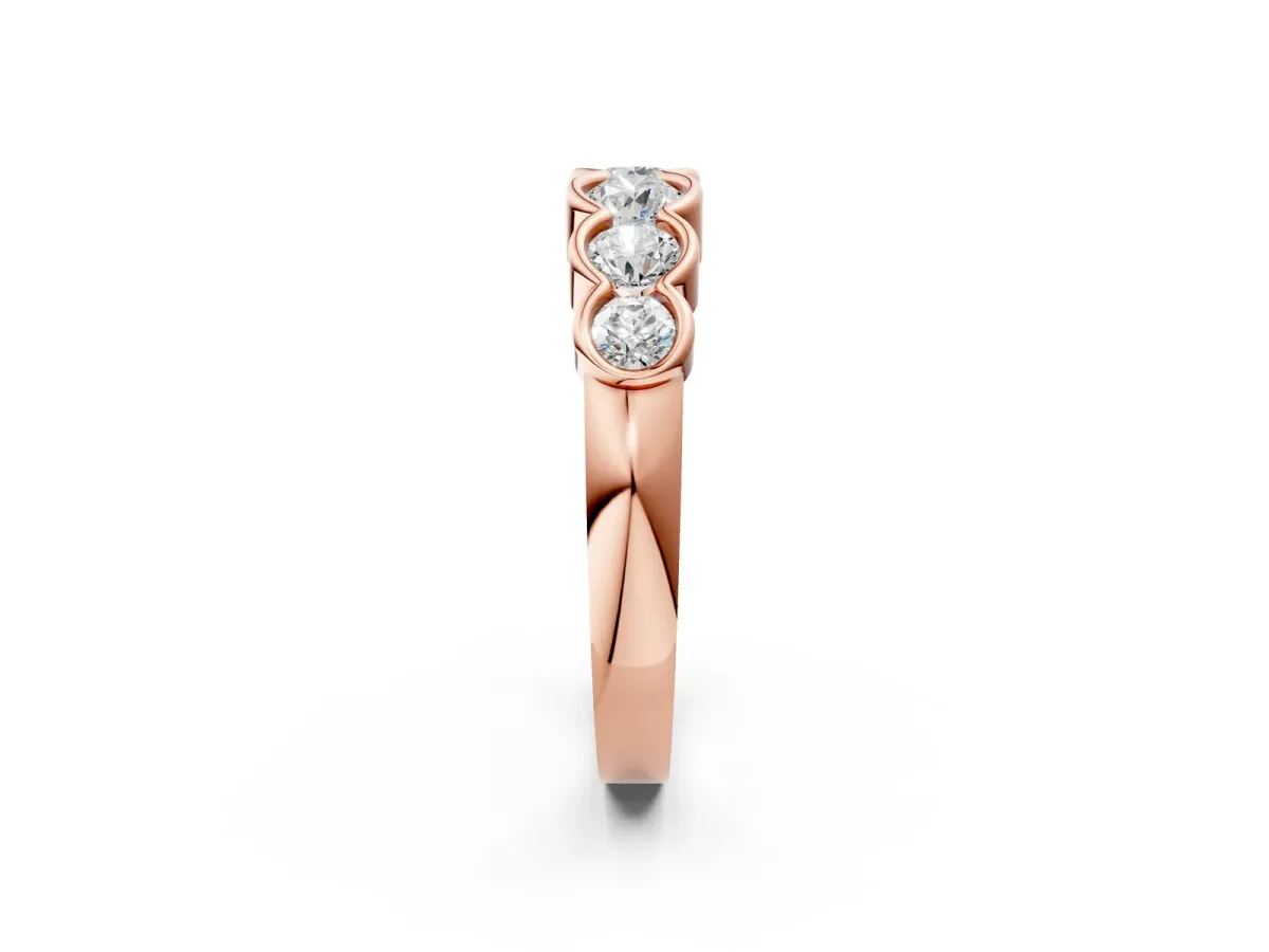 Round Diamond Scalloped Bezel Set Eternity Band Rose gold