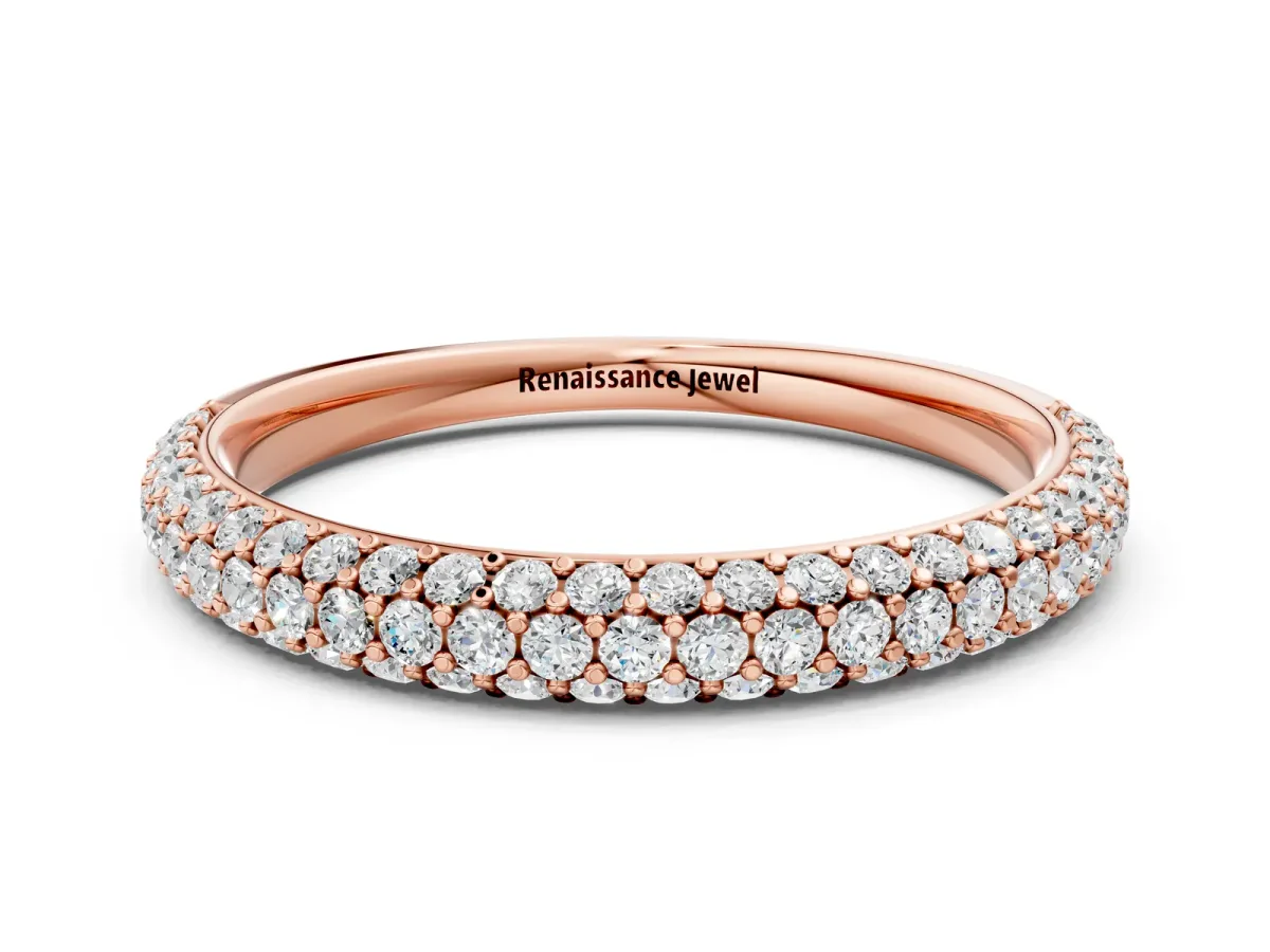 Round Diamond Pavé Eternity Band with Shared Prong Setting Rose gold