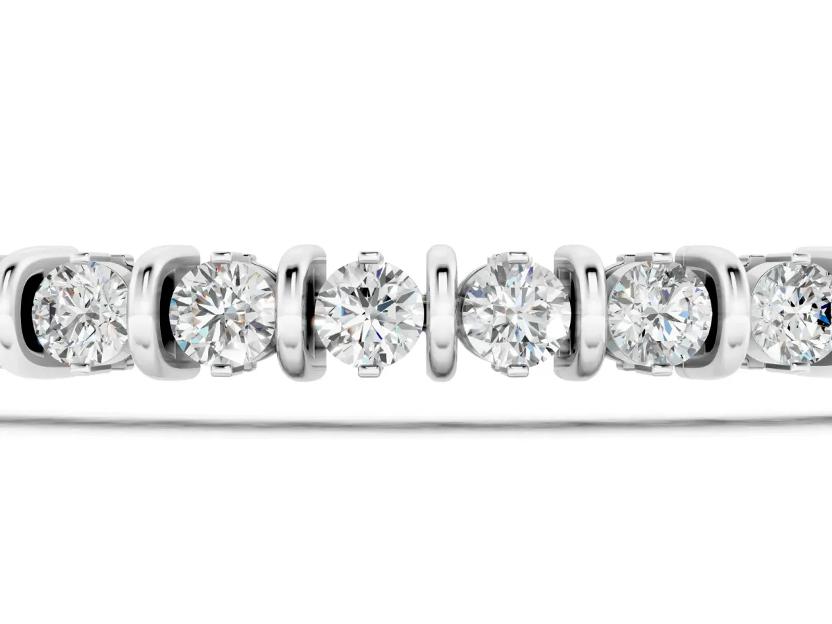 Round Diamond Tennis Bracelet with Channel Setting and Box Clasp Silver
