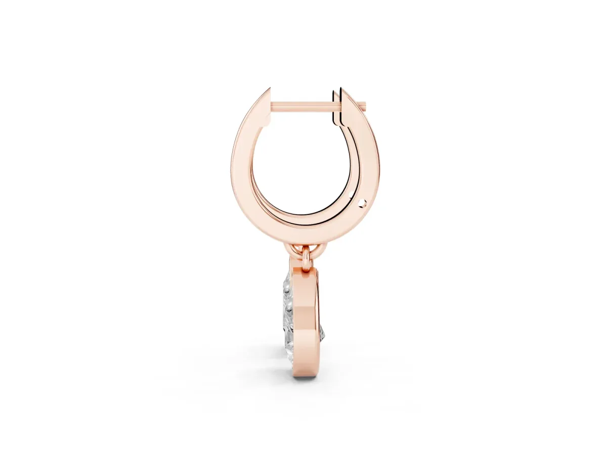 Pear Diamond Framed Huggie Drop Earrings Rose gold