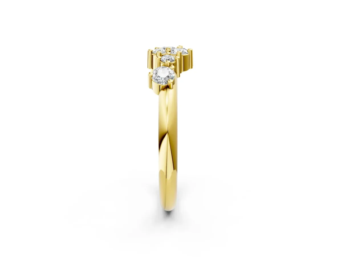Cluster Diamond Round Cut White Gold Band with Prong Setting Yellow gold
