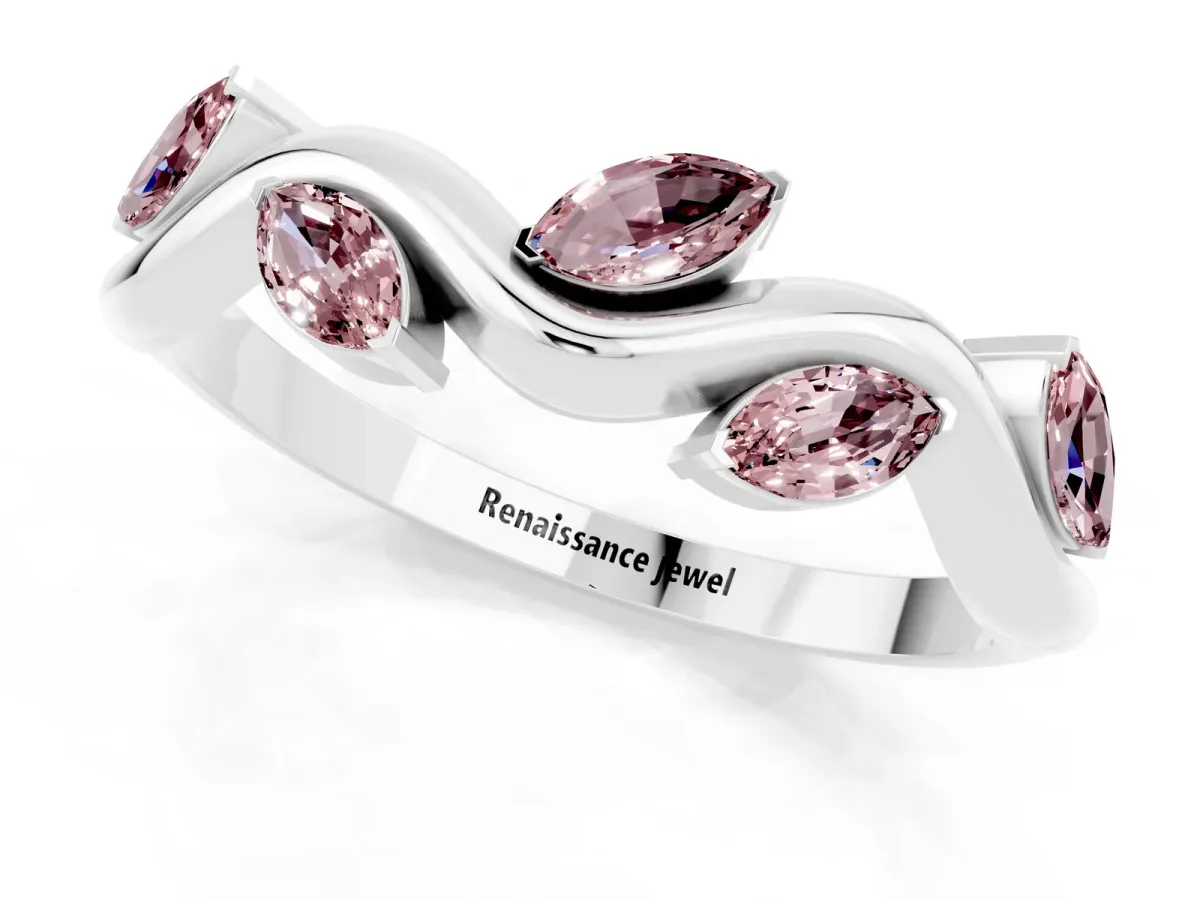 Marquise Morganite Twisted Band with Prong Setting Platinum
