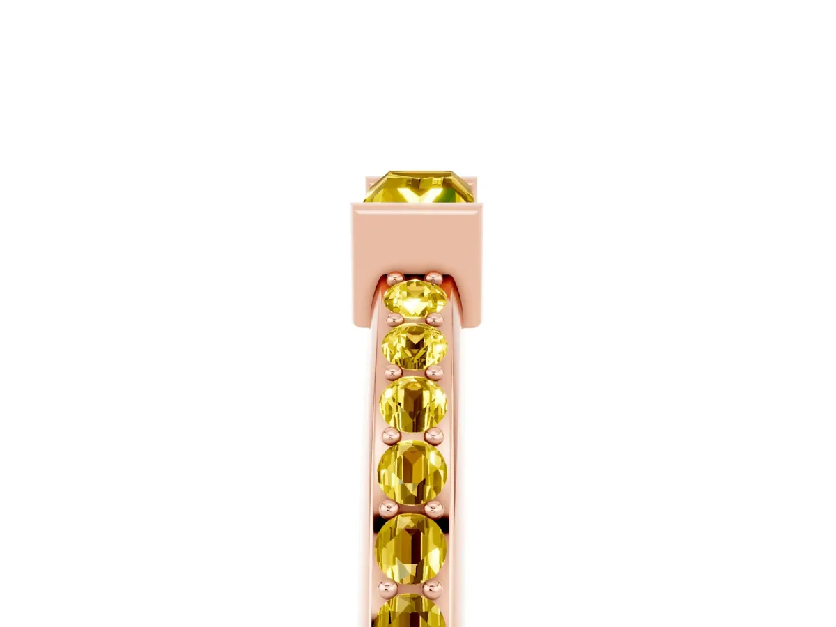 Baguette Yellow Sapphire Pavé Band with Bar Setting Rose gold