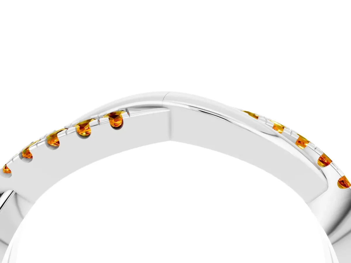 Round Citrine Twisted Infinity Band with Prong Setting White gold