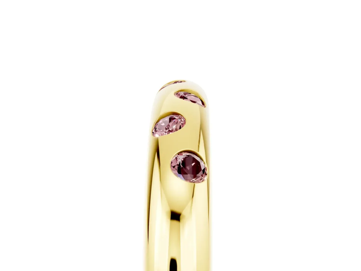 Round Morganite Flush-Set Comfort Fit Band Yellow gold