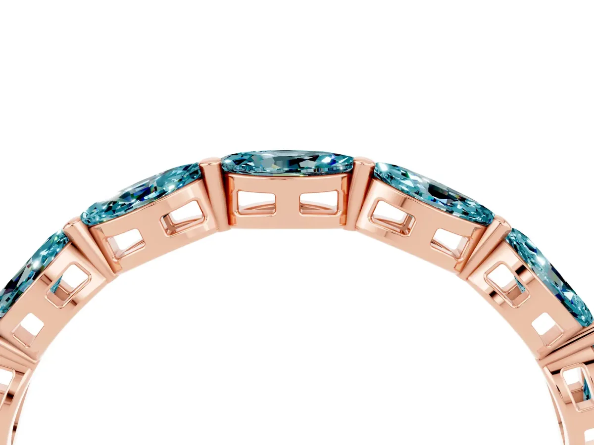 Marquise Blue Topaz Eternity Band with U-Prong Setting Rose gold