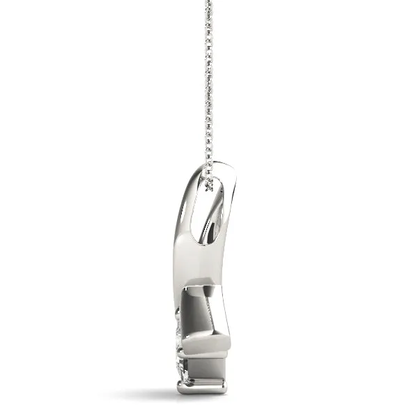 Princess Cut Solitaire Pendant with Twist Prong Setting White gold