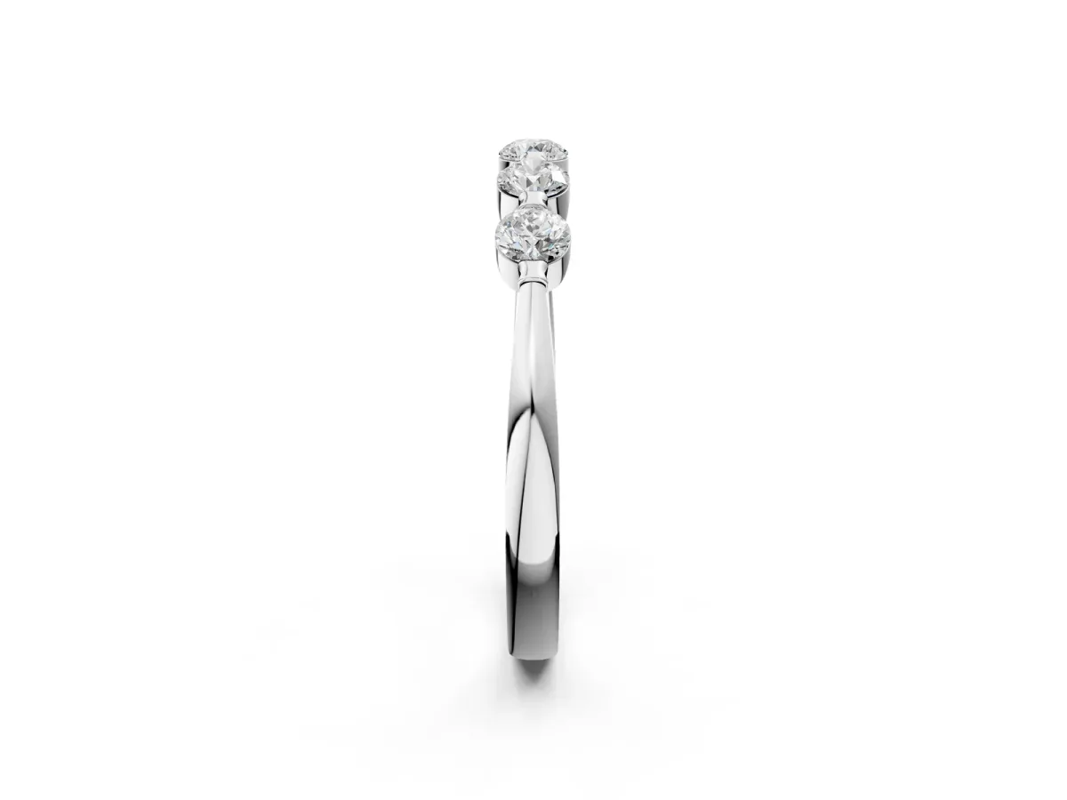 Five-Stone Round Cut Diamond Prong-Set Half Eternity Band Platinum
