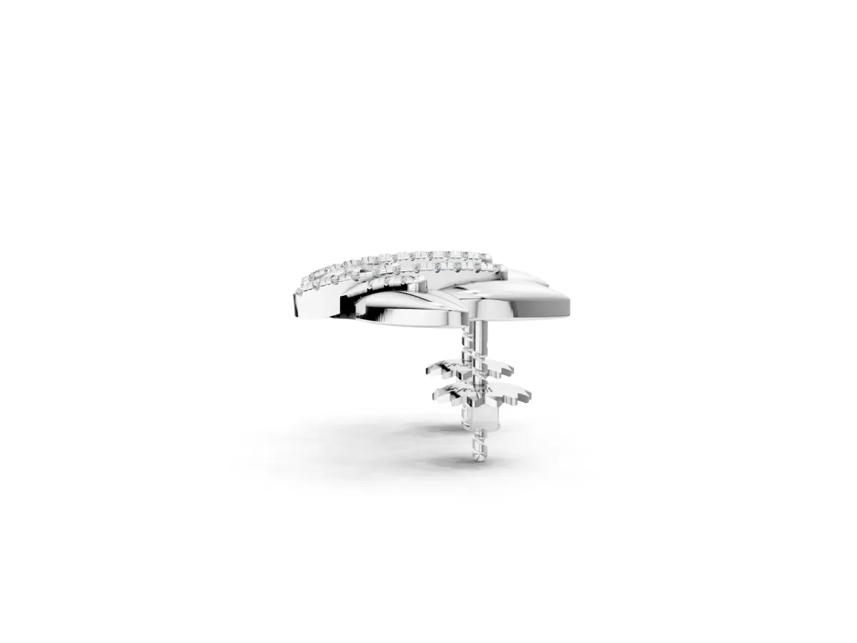 Round Diamond Olive Branch Stud Earrings White gold