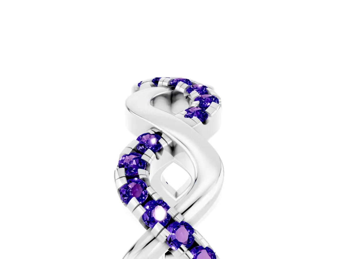 Twist Infinity Round Tanzanite Band with Pavé Setting Platinum