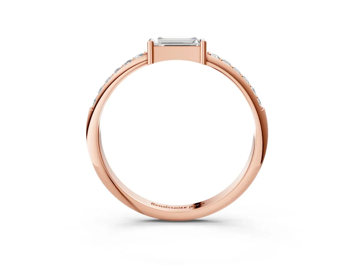 Baguette Diamond Pavé Band with Bar Setting Rose gold