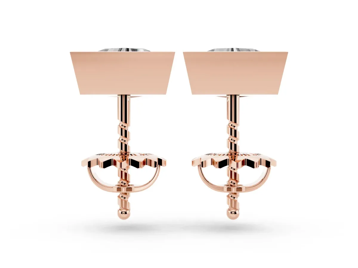 Trillion Diamond Bezel-Set Solitaire Stud Earrings Rose gold