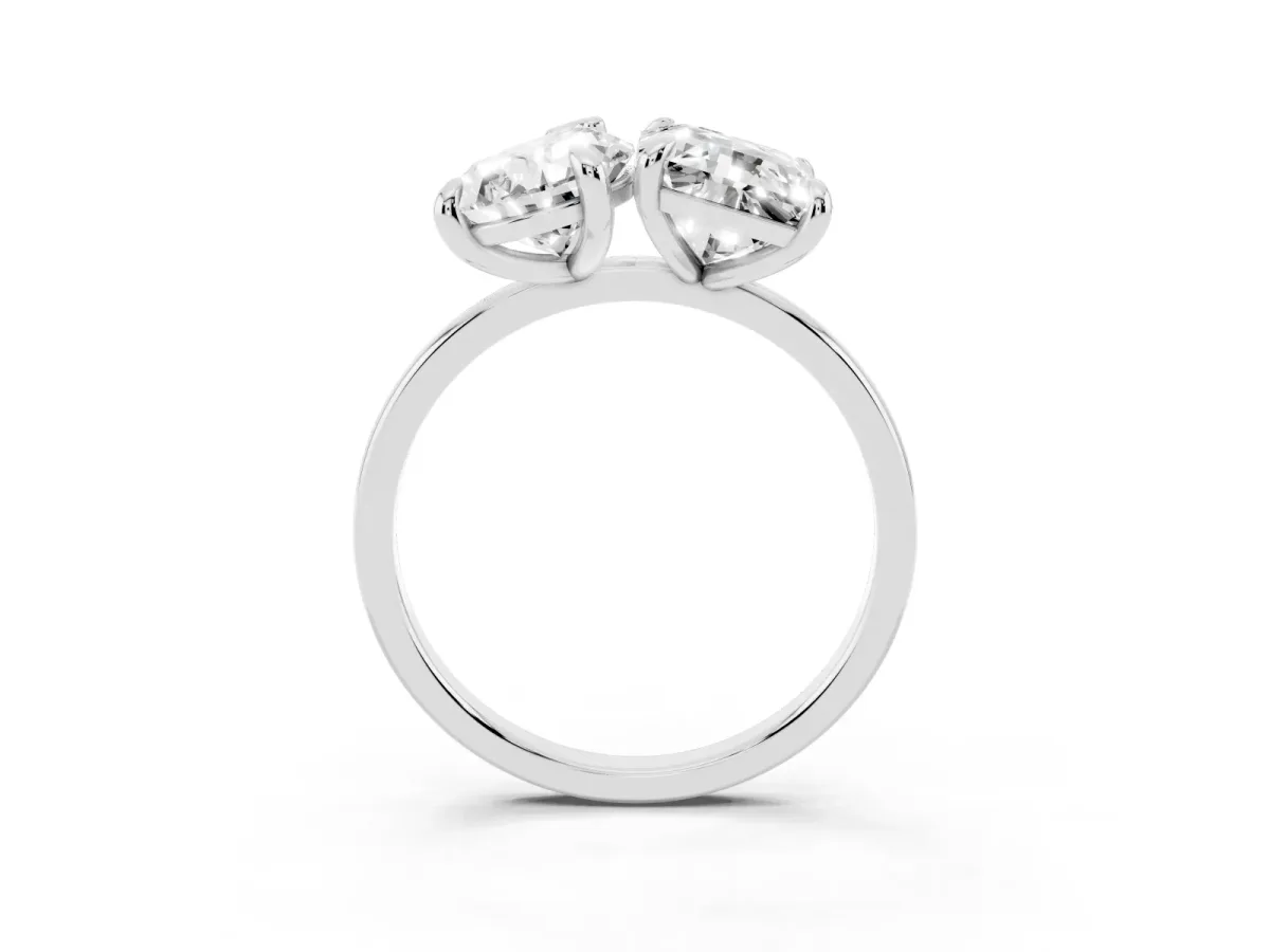 Pear and Radiant Toi Moi Ring with Prong Setting and Plain Band Silver