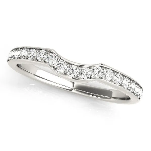 Curved Pavé Round Diamond Contour Band Platinum