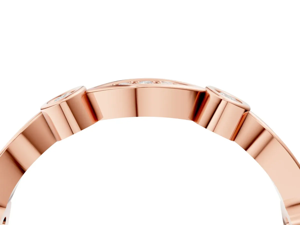 Bezel Set Marquise and Round Diamond Contour Band Rose gold