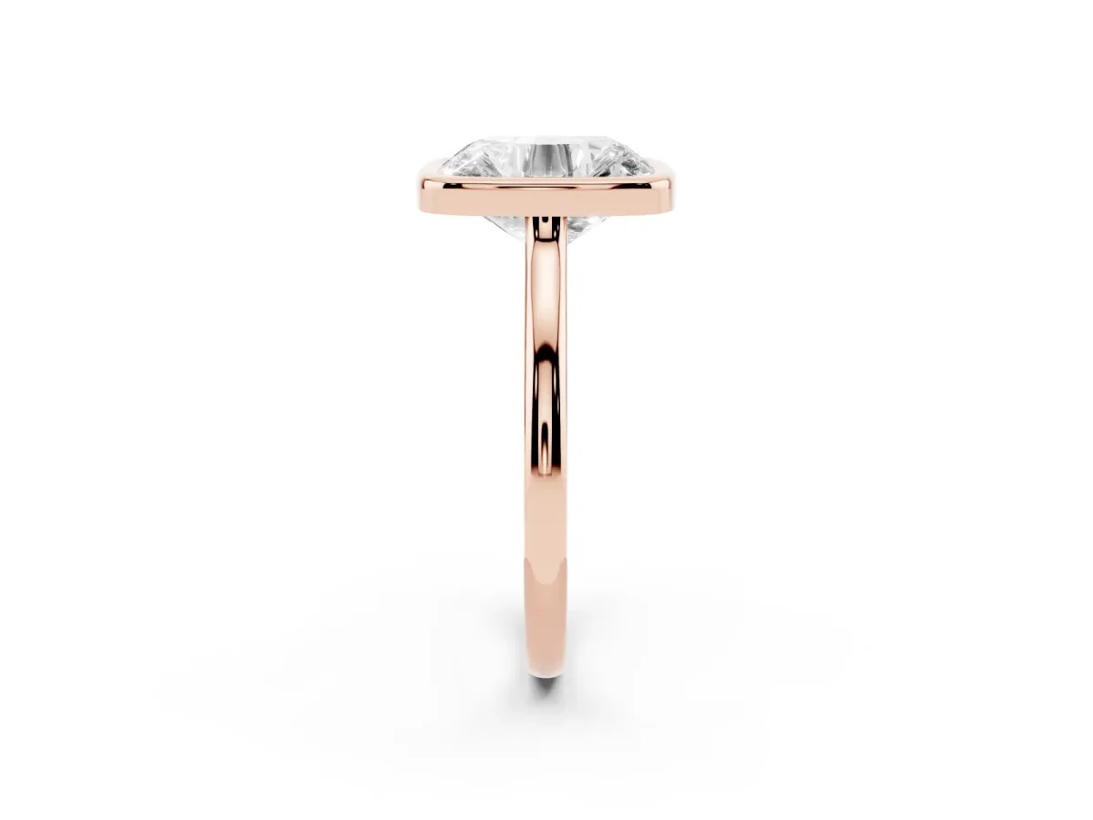 Old Mine Elongated Cushion Diamond Bezel Set Ring Rose gold