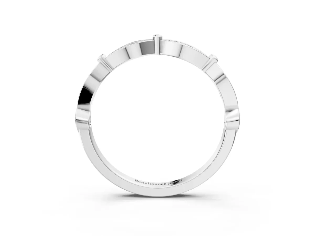 Marquise Diamond Pavé Eternity Band with Bezel Setting Platinum