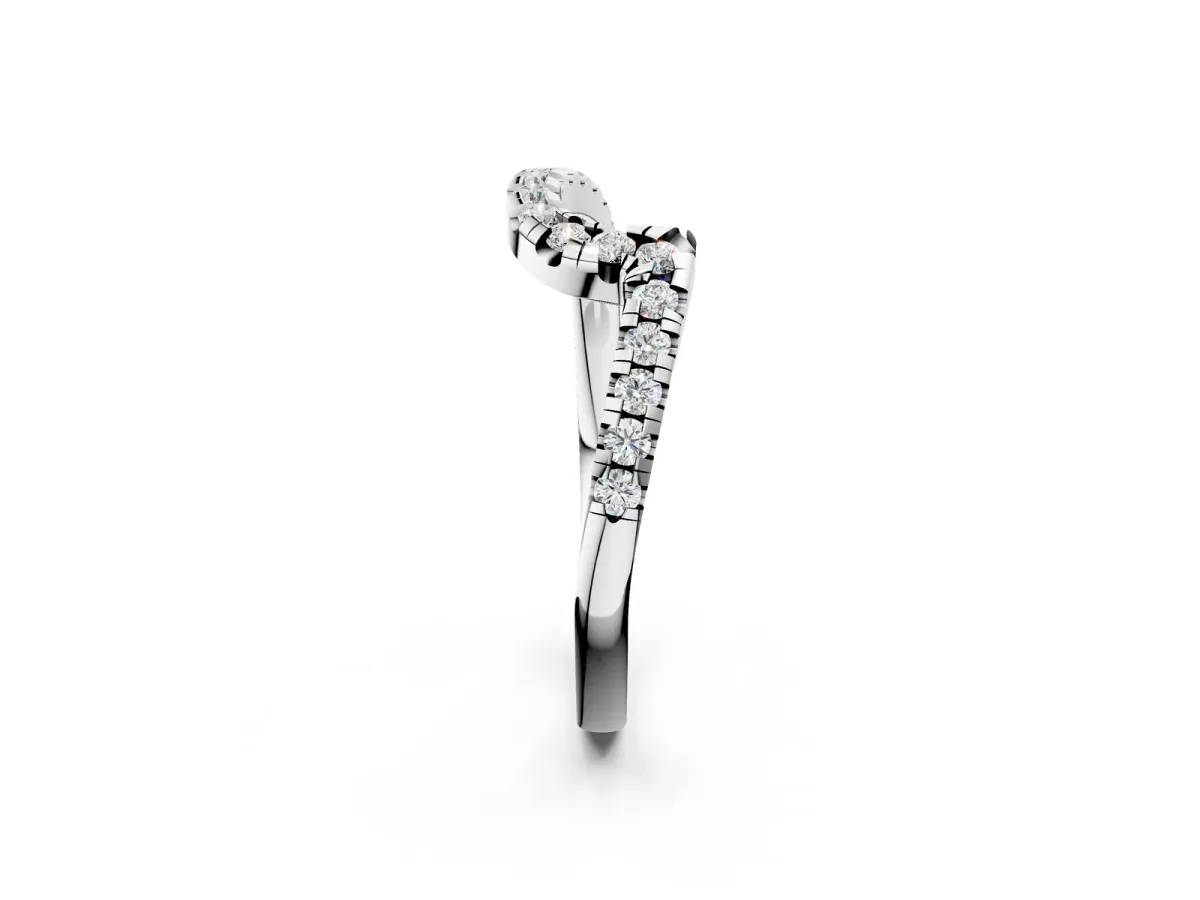 Pavé Round Diamond Chevron Band with Prong Setting Platinum
